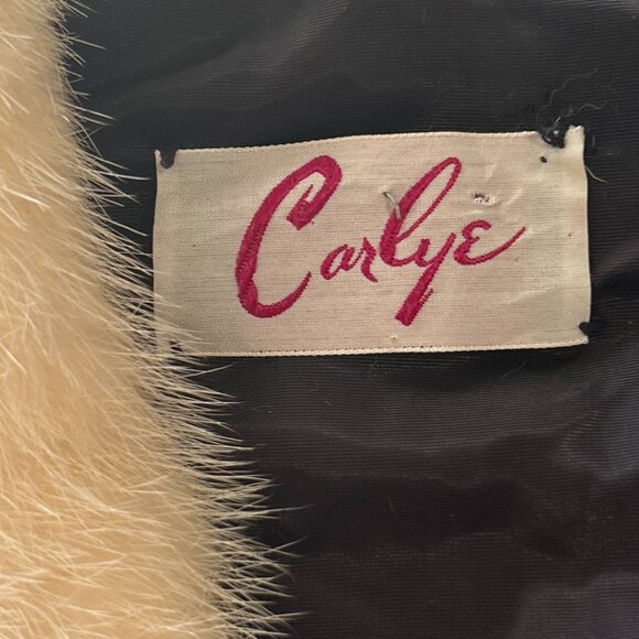 Vintage Carlye SZ12 Black Velveteen Fur Trim Dress 60's Old Hollywood Glam 50's - Picture 7 of 9